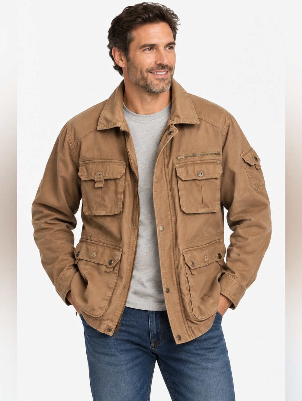 Boulder Creek by KingSize 2XL Brown 9 Pocket Twill Utility Field Jacket Barn